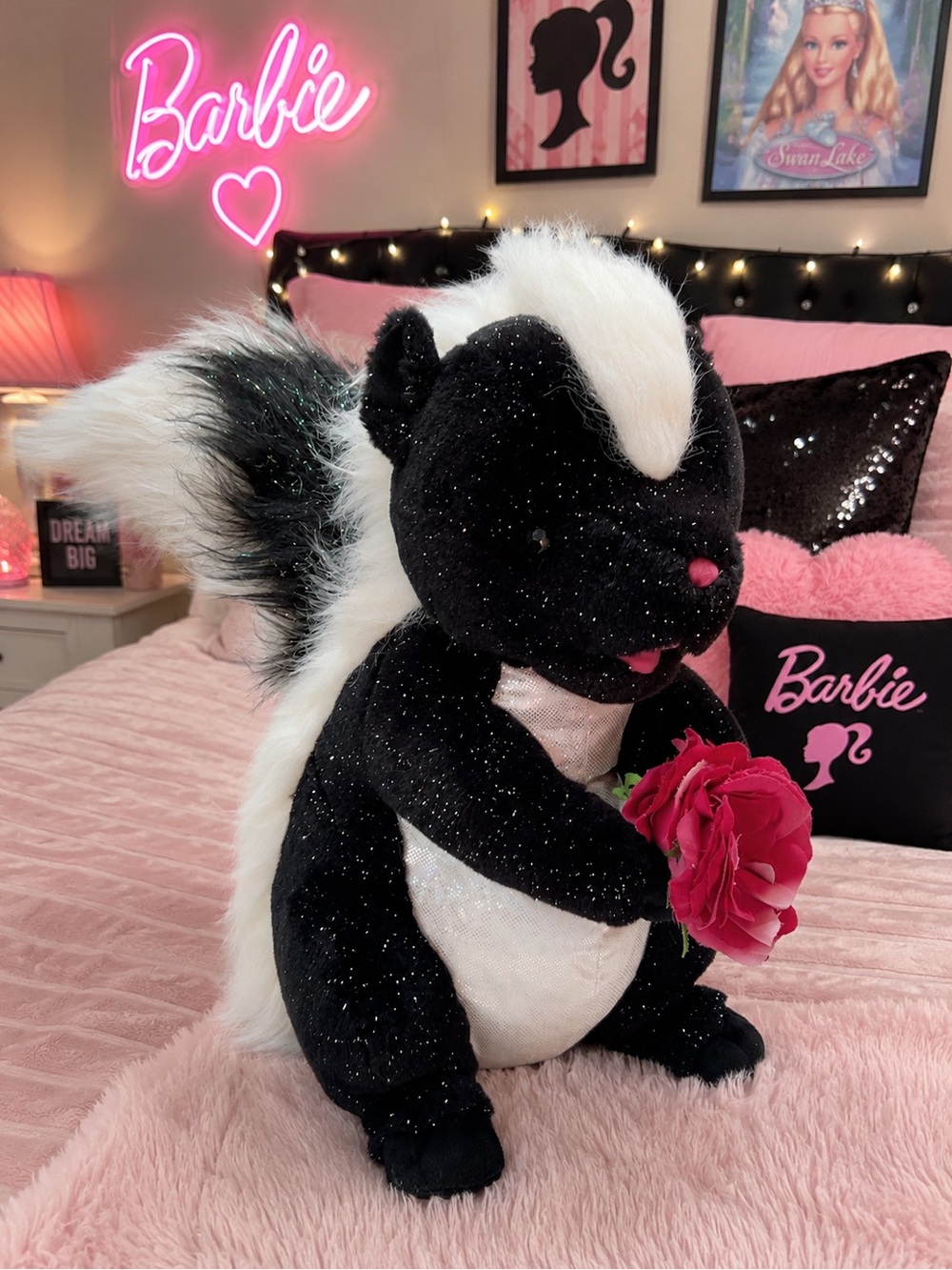 Rare 2003 Barbie Swan Lake Carlita Skunk Jumbo Plush Mattel 21” Y2K Vintage